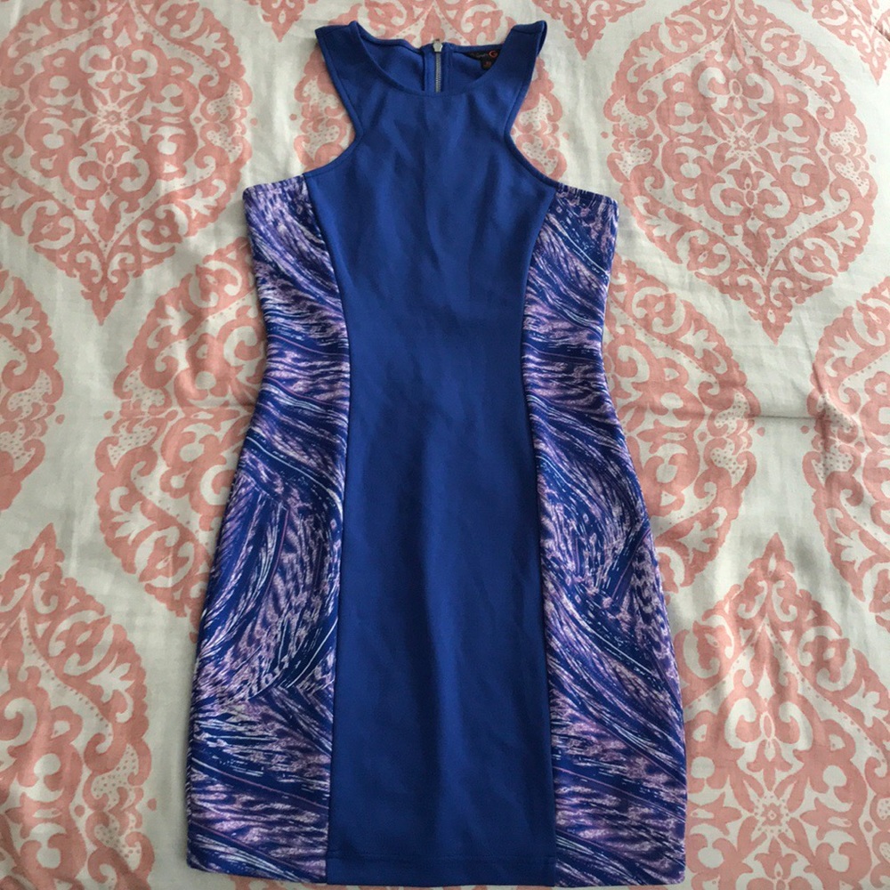 Blue purple and white racer back dress